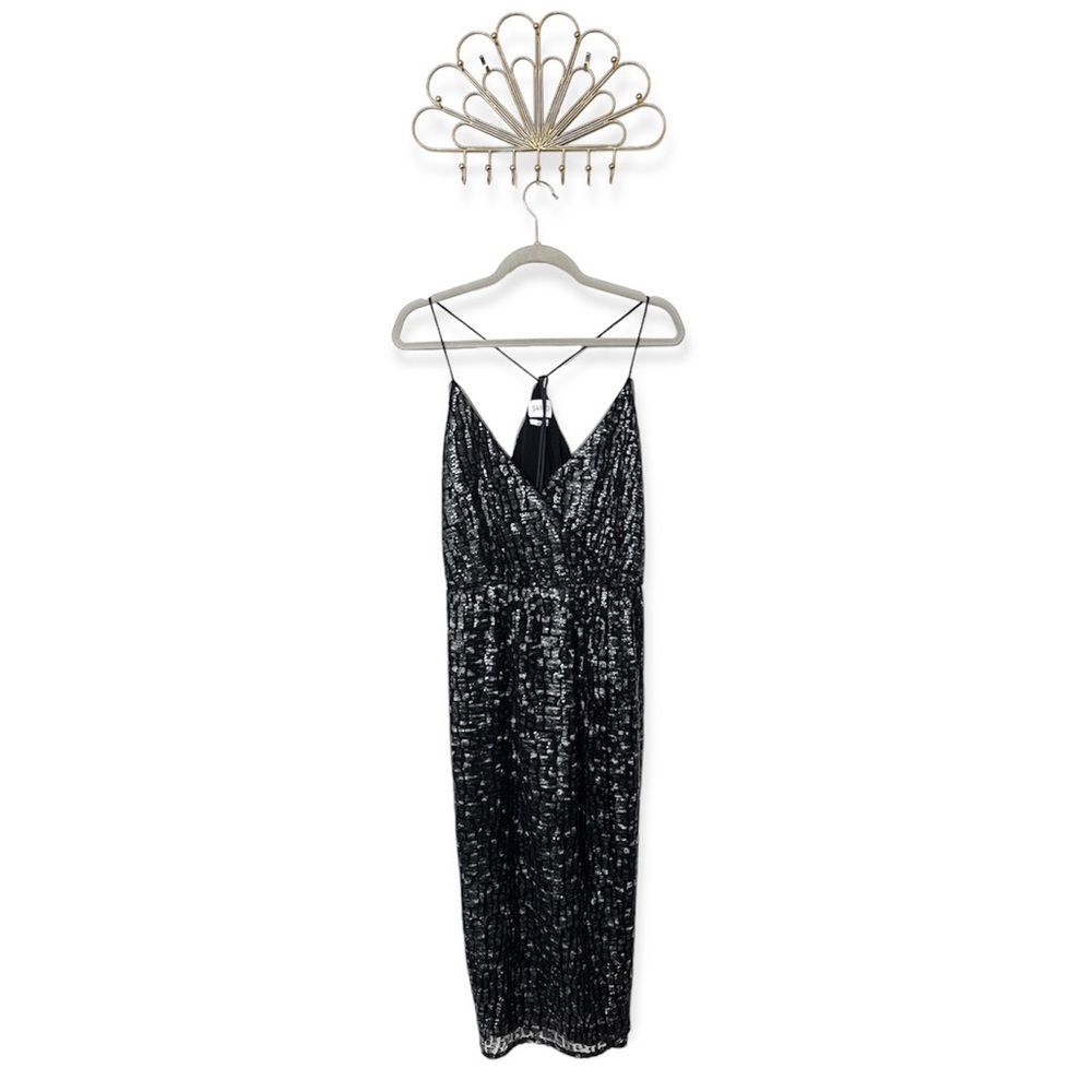 Saylor Black Sequin Midi Dress